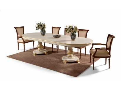 Table de salle à manger de luxe ovale Table à manger blanche Tables en bois Meubles italiens Art déco neufs