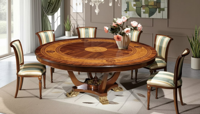 Table ronde Tables en bois Style classique Meubles de salle à manger et de salon Marron nouveau