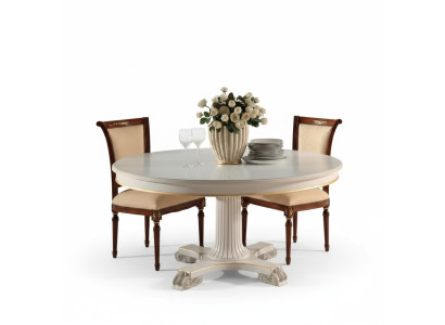 Design de salle à manger en bois Table ronde Blanche Table à manger Classique Salle à manger neuve