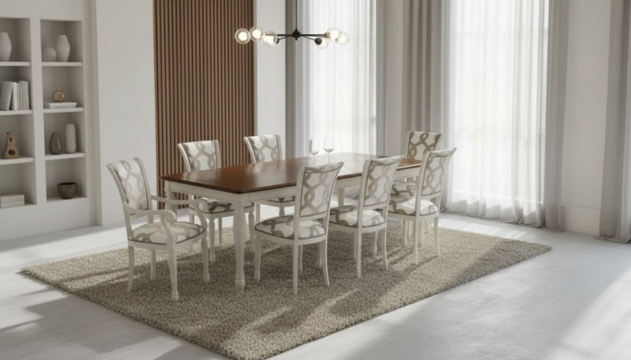 Ensemble de salle à manger Table 8x Chaises Ensemble de table Groupe de meubles Italie Bois
