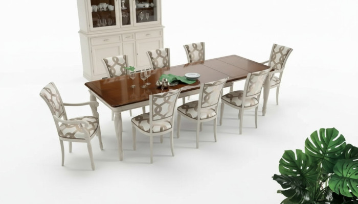 Ensemble de salle à manger Table 8x Chaises Ensemble de table Groupe de meubles Italie Bois