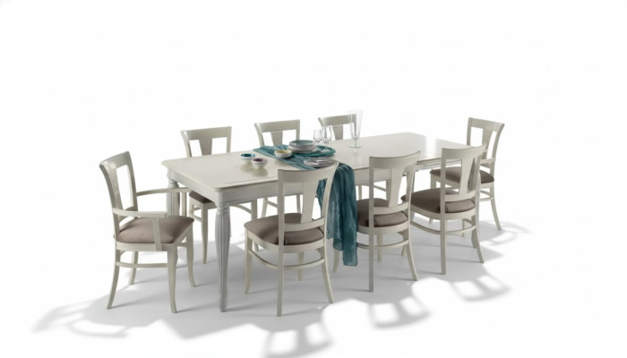 Ensemble complet Table à manger 8x chaises Suite de salle à manger de luxe Blanc Italie