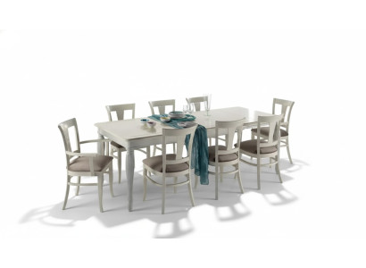 Ensemble complet Table à manger 8x chaises Suite de salle à manger de luxe Blanc Italie