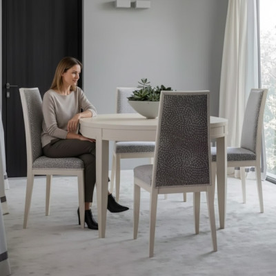 Ensemble de table à manger Groupe de salle à manger Ensemble de table 4 chaises Bois 5pcs Beige