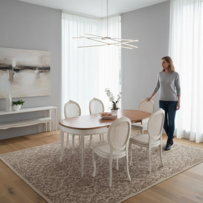 Designer de meubles italiens Table en bois Siège Rembourrage Salle à manger 4 chaises