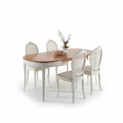 Designer de meubles italiens Table en bois Siège Rembourrage Salle à manger 4 chaises