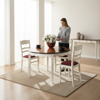 Ensemble complet Table à manger 4x Chaises Commode Ensemble de salle à manger Table en bois Blanche nouvelle