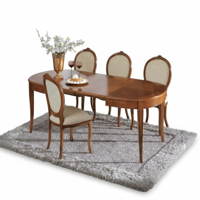Table à manger 4x Chaises Chaise Salle à manger Ensemble de salle à manger Table Marron Suite