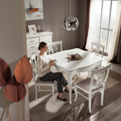 Table à manger de luxe en bois Table de salle à manger carrée Mobilier blanc Tables neuves