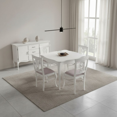 Table à manger de luxe en bois Table de salle à manger carrée Mobilier blanc Tables neuves