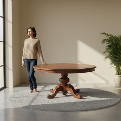 Table de salle à manger ronde marron classique de luxe en bois design nouvelle