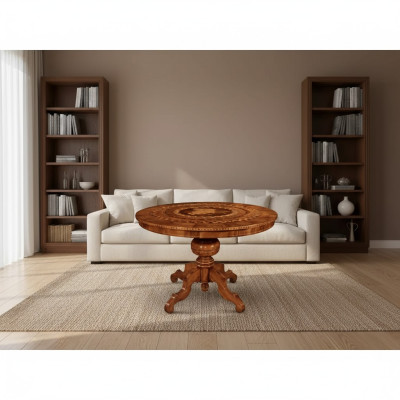 Table à manger Salle à manger Marron Ronde Design de table classique en bois de luxe Meubles