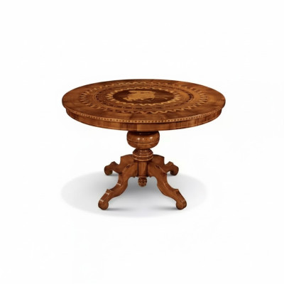 Table à manger Salle à manger Marron Ronde Design de table classique en bois de luxe Meubles