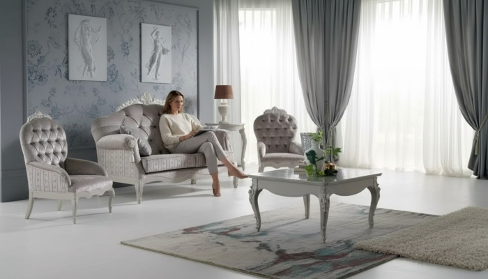 Ensemble de canapé 2 places en velours Fauteuil Table basse Canapé de luxe en tissu