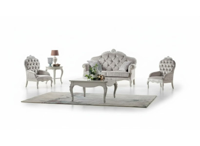 Ensemble de canapé 2 places en velours Fauteuil Table basse Canapé de luxe en tissu