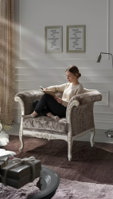 Fauteuil 1 place Canapés rembourrés Design Luxe Canapé Textile Gris neuf