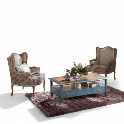 Ensemble 2x Fauteuil Table de salon Canapé Table basse de luxe Set de 3 pièces.