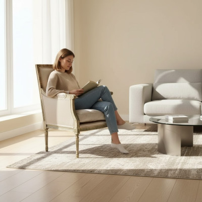 Fauteuil Canapé 1 place Canapé Designer Gris Tissu Canapés Rembourrage Bois neuf