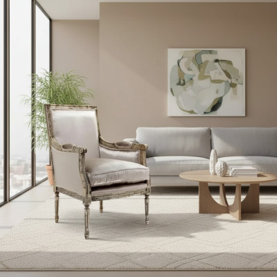 Fauteuil Canapé 1 place Canapé Designer Gris Tissu Canapés Rembourrage Bois neuf