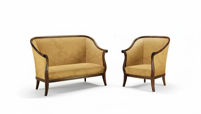 Canapé Canapé Rembourrage Classique 2 Places Fauteuil Jaune Style Italien