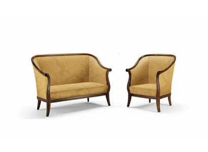 Canapé Canapé Rembourrage Classique 2 Places Fauteuil Jaune Style Italien