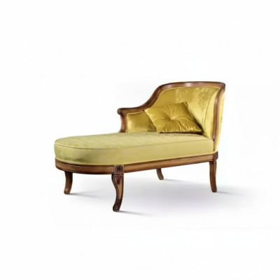 Chaise longue Canapé Chaise longue Tissu Jaune Classique en Tissu nouveau