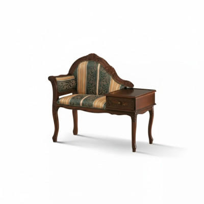 Tabouret classique R Marron Siège Banquette de luxe Tissu textile Mobilier Neuf Siège