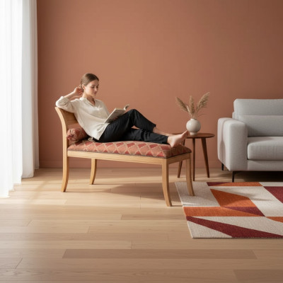 Chaise longue classique r Meubles Salon Design Canapé Textile Rouge