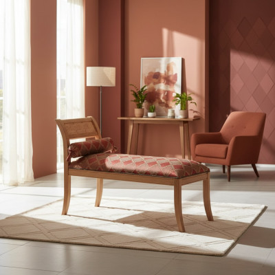 Chaise longue classique r Meubles Salon Design Canapé Textile Rouge