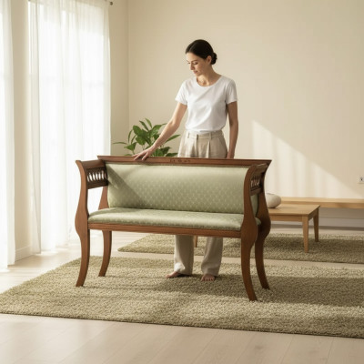Banc de siège Classique Siège de Designer Meubles de Salle de Séjour Banc rembourré Marron
