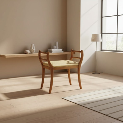 Banc en bois massif Assise rembourrée Marron Meubles de salon Style Classique Neuf