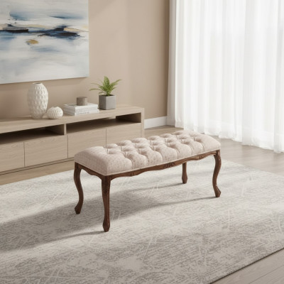 Meubles de siège Banquette Banquette rembourrée Banc en bois Tabouret rembourré en tissu rose nouveau