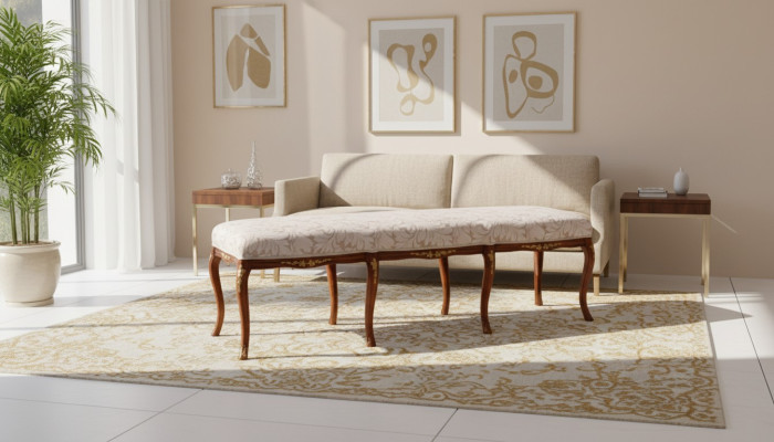 Conception classique de banc en textile marron, nouveau tissu d'ameublement pour siège.
