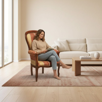 Fauteuil 1 place Siège Rembourré en Tissu Design Classique