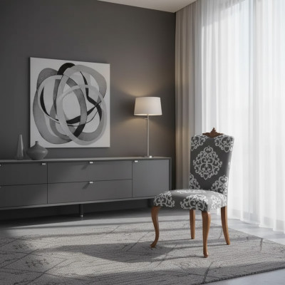 Chaise classique, chaise en bois du designer, chaise de salle à manger, fauteuil de luxe, meuble.