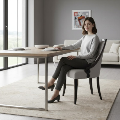 Chaise Mobilier de luxe Salon Salle à manger Meubles en bois Gris Fauteuil neuf
