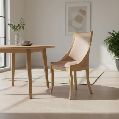 Chaise de salle à manger Luxe Tissu Bois massif Chaises de design Rembourrage Classique