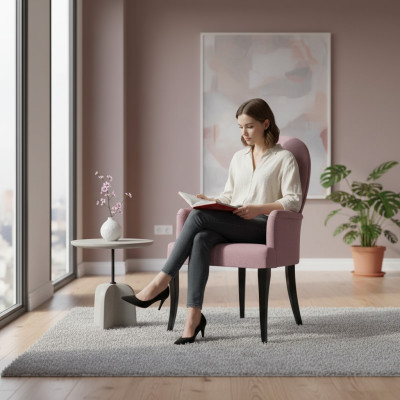 Chaise avec accoudoirs Fauteuil Rembourrage en bois massif tissu Fauteuil en bois neuf