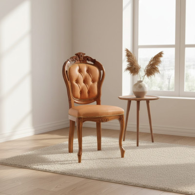Chaise de luxe marron Salle à manger Designer Chaise en bois sans accoudoir