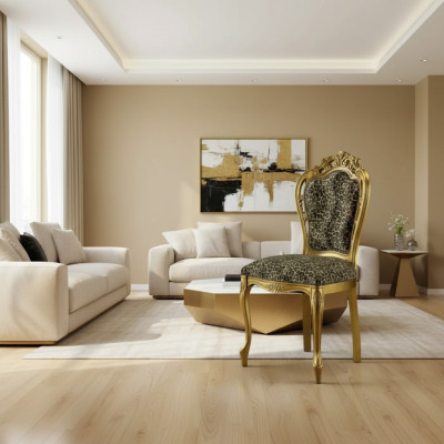Chaise de salle à manger Luxe Chaises Art Déco Design Chaise en Bois Meubles Italiens