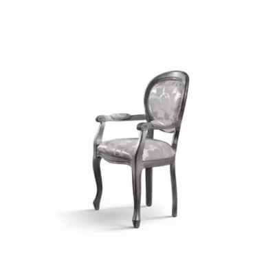 Chaise de salle à manger Chaise Salle à manger Luxe Sièges Chaises Bois Tissu Argent