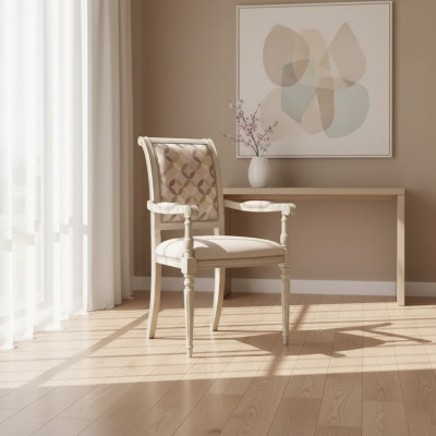 Salle à manger Chaises en bois Rembourrage avec accoudoir Chaise beige Design inclinable