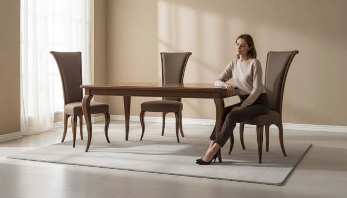 Chaise de salle à manger de luxe de textile d'ameublement de designer de chaise r classique.