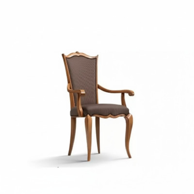 Chaise de salle à manger de luxe en tissu brun de design de nouvelle chaise de fauteuil accoudoirs