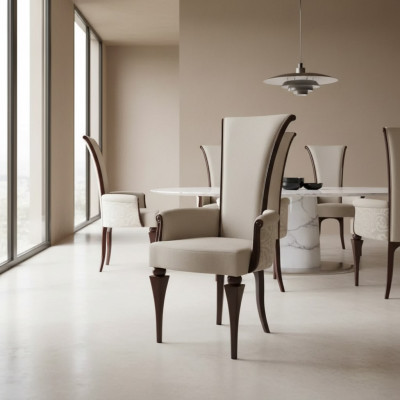 Salle à manger Mobilier Chaise en bois Fauteuil en bois Tissu classique neuf