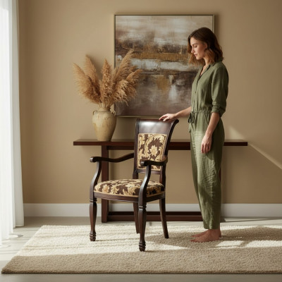Chaise Braun Design Salon Salle à manger Bois Rembourrage avec accoudoirs nouveau