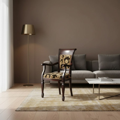 Chaise Braun Design Salon Salle à manger Bois Rembourrage avec accoudoirs nouveau