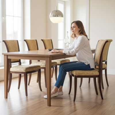 Chaise de salle à manger sans accoudoir beige en tissu de luxe