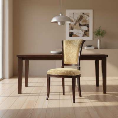 Chaise de salle à manger sans accoudoir beige en tissu de luxe