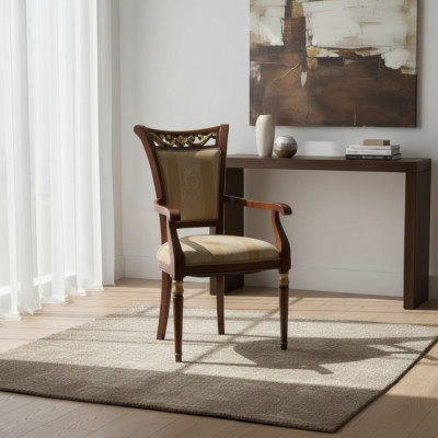Chaise Fauteuil de design de luxe en bois avec rembourrage Art Déco Mobilier de salle à manger en bois